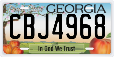 GA license plate CBJ4968