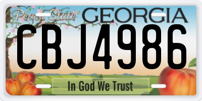 GA license plate CBJ4986