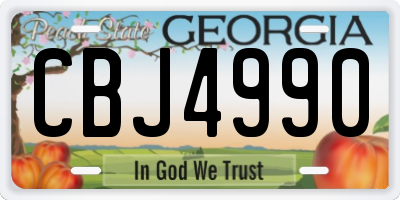 GA license plate CBJ4990