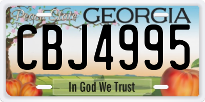 GA license plate CBJ4995