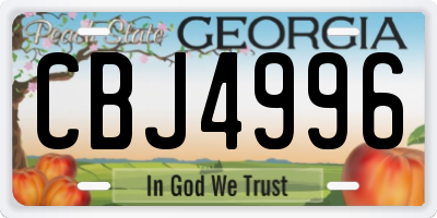 GA license plate CBJ4996