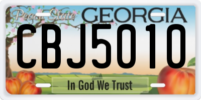 GA license plate CBJ5010
