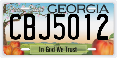 GA license plate CBJ5012