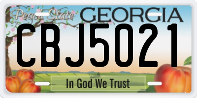 GA license plate CBJ5021