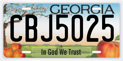GA license plate CBJ5025