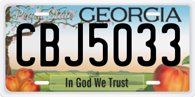 GA license plate CBJ5033