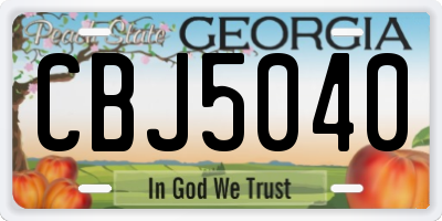 GA license plate CBJ5040