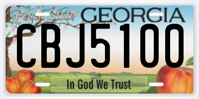 GA license plate CBJ5100