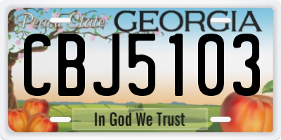 GA license plate CBJ5103