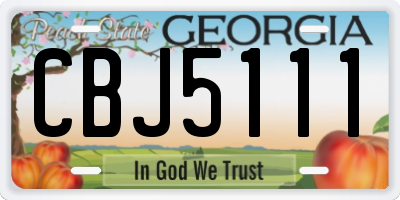 GA license plate CBJ5111