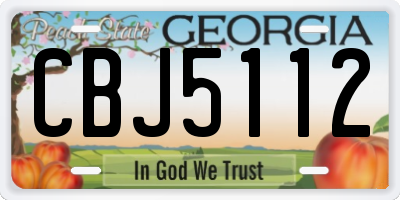 GA license plate CBJ5112