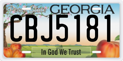 GA license plate CBJ5181