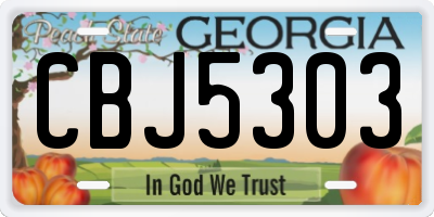 GA license plate CBJ5303