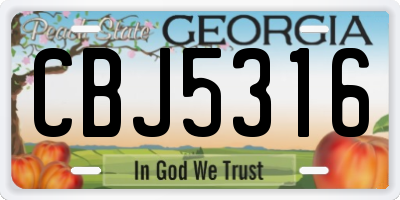 GA license plate CBJ5316