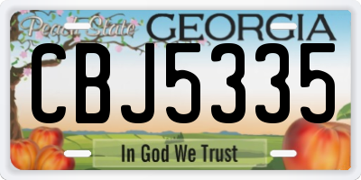 GA license plate CBJ5335