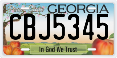GA license plate CBJ5345