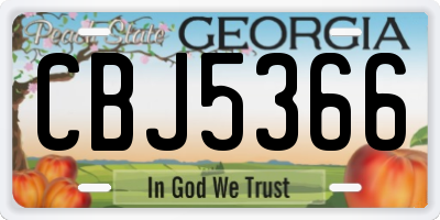 GA license plate CBJ5366