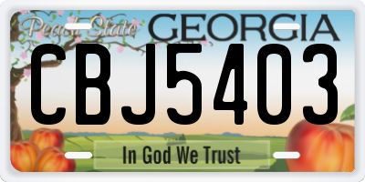 GA license plate CBJ5403