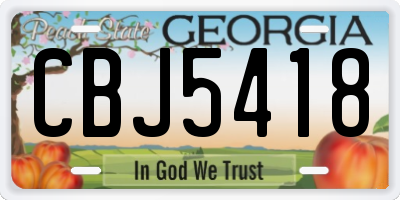 GA license plate CBJ5418
