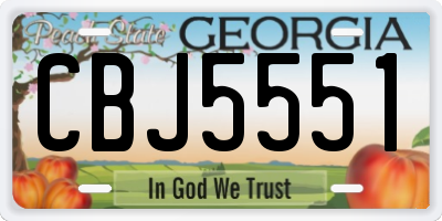 GA license plate CBJ5551