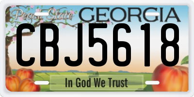 GA license plate CBJ5618