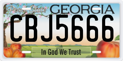 GA license plate CBJ5666