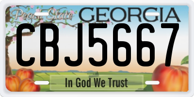 GA license plate CBJ5667
