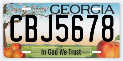 GA license plate CBJ5678