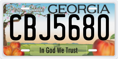 GA license plate CBJ5680