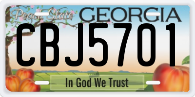 GA license plate CBJ5701