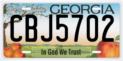 GA license plate CBJ5702