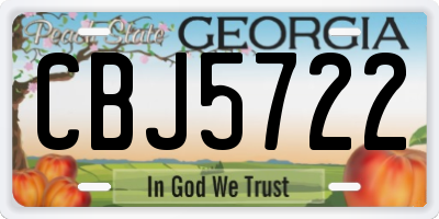 GA license plate CBJ5722