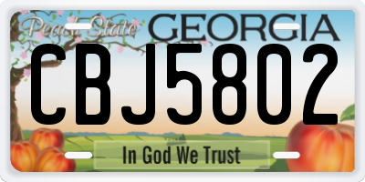 GA license plate CBJ5802