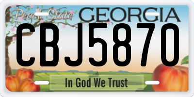 GA license plate CBJ5870