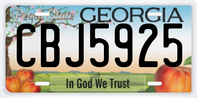 GA license plate CBJ5925