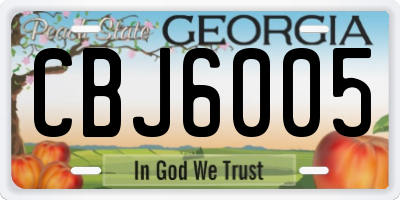 GA license plate CBJ6005