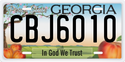 GA license plate CBJ6010