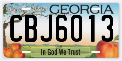 GA license plate CBJ6013