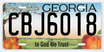 GA license plate CBJ6018