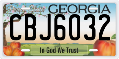 GA license plate CBJ6032