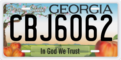 GA license plate CBJ6062
