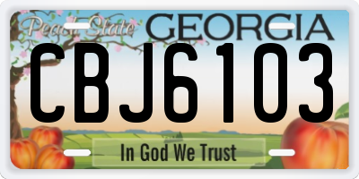 GA license plate CBJ6103