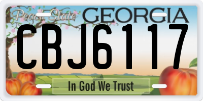 GA license plate CBJ6117