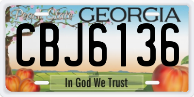 GA license plate CBJ6136