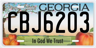 GA license plate CBJ6203