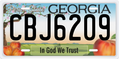 GA license plate CBJ6209