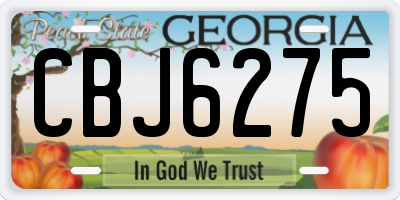 GA license plate CBJ6275