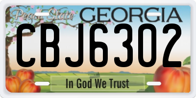 GA license plate CBJ6302