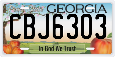 GA license plate CBJ6303