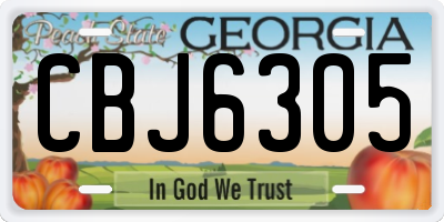 GA license plate CBJ6305